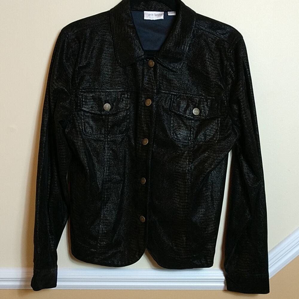 Erin London Snakeskin Corduroy Black Jacket size Medium